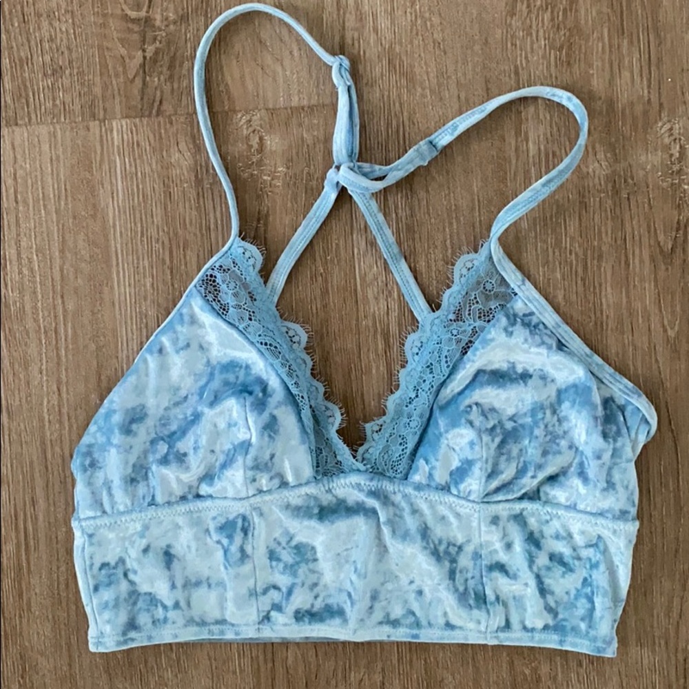 AERIE blue velvet bralette like new